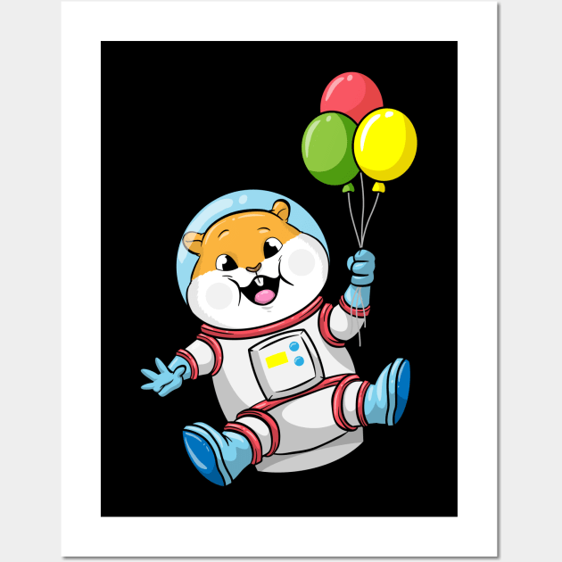 Hamster as Astronaut with Balloons Wall Art by Markus Schnabel